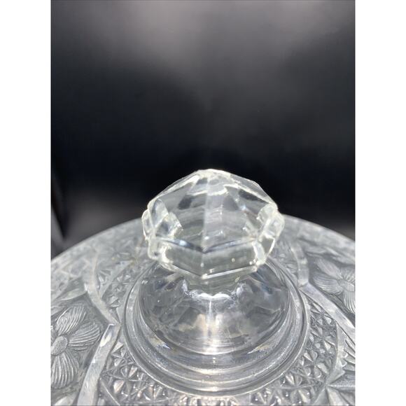 Vtg Depression Glass Classical Covered Pedestal Candy Dish Bowl Lidded **CHIP** - Picture 7 of 13